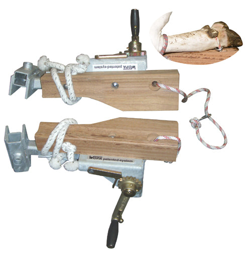 Frontleg support with hand winch