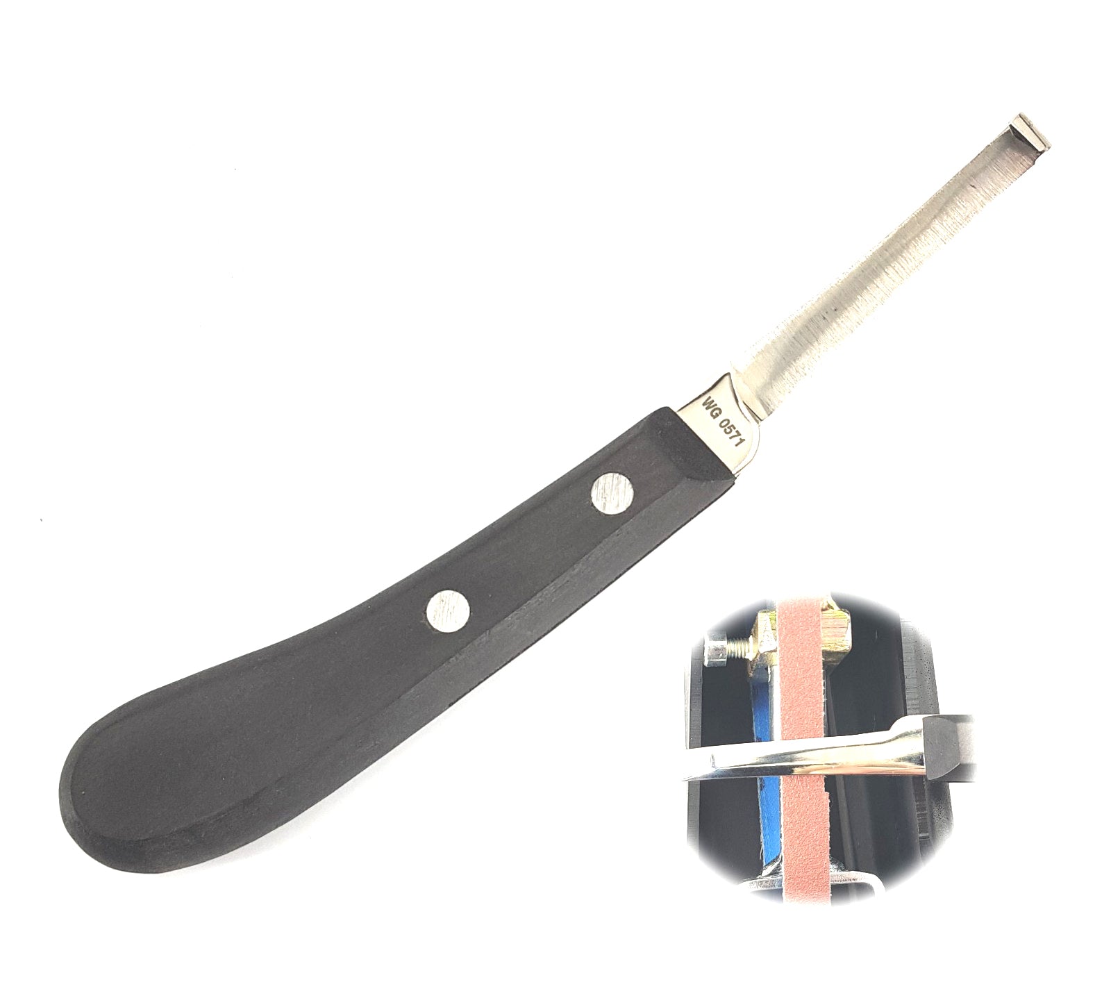 Narrow Hook Knife Black Handle (Left)